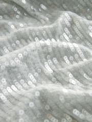 Silver Sequin Flutter Sleeve Maxi Dress - Image 11 of 11