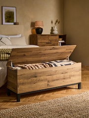 Dark Natural Bronx Oak Effect Large Blanket Box - Image 3 of 8
