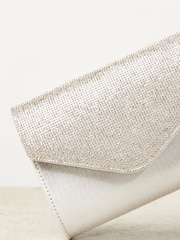 Lipsy Silver Diamonte Asymmetric Foldover Chain Clutch Bag - Image 3 of 5
