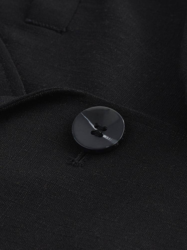 Black Cropped Linen Blend Boxy Top - Image 5 of 5