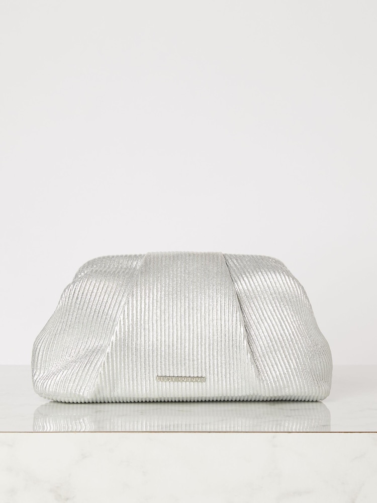 Lipsy Silver Pouch Clutch Bag - Image 1 of 2
