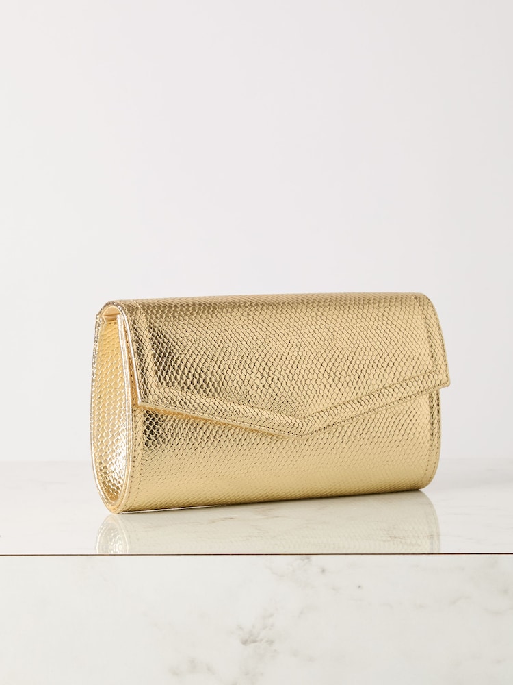 Lipsy Gold Foldover Ocassion Envelope Clutch Bag - Image 2 of 5