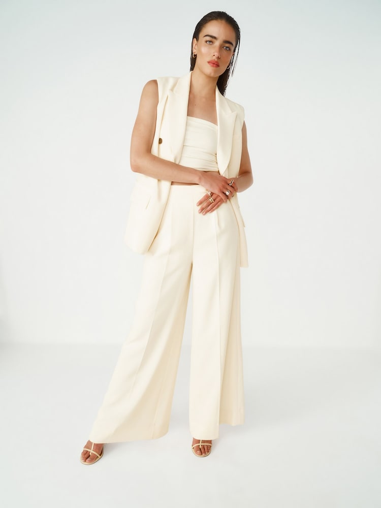 Ecru Tailored Super Wide Leg Trousers - Image 1 of 7
