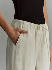 Ecru Drawstring Tencel Wide Leg Trousers - Image 5 of 7