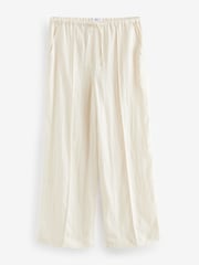 Ecru Drawstring Tencel Wide Leg Trousers - Image 6 of 7