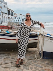 River Island Black Knitted Diamante Maxi Dress - Image 1 of 4