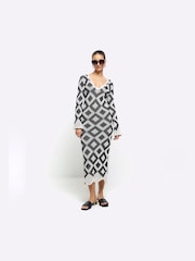 River Island Black Knitted Diamante Maxi Dress - Image 2 of 4