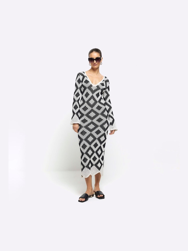 River Island Black Knitted Diamante Maxi Dress - Image 2 of 4