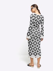 River Island Black Knitted Diamante Maxi Dress - Image 3 of 4