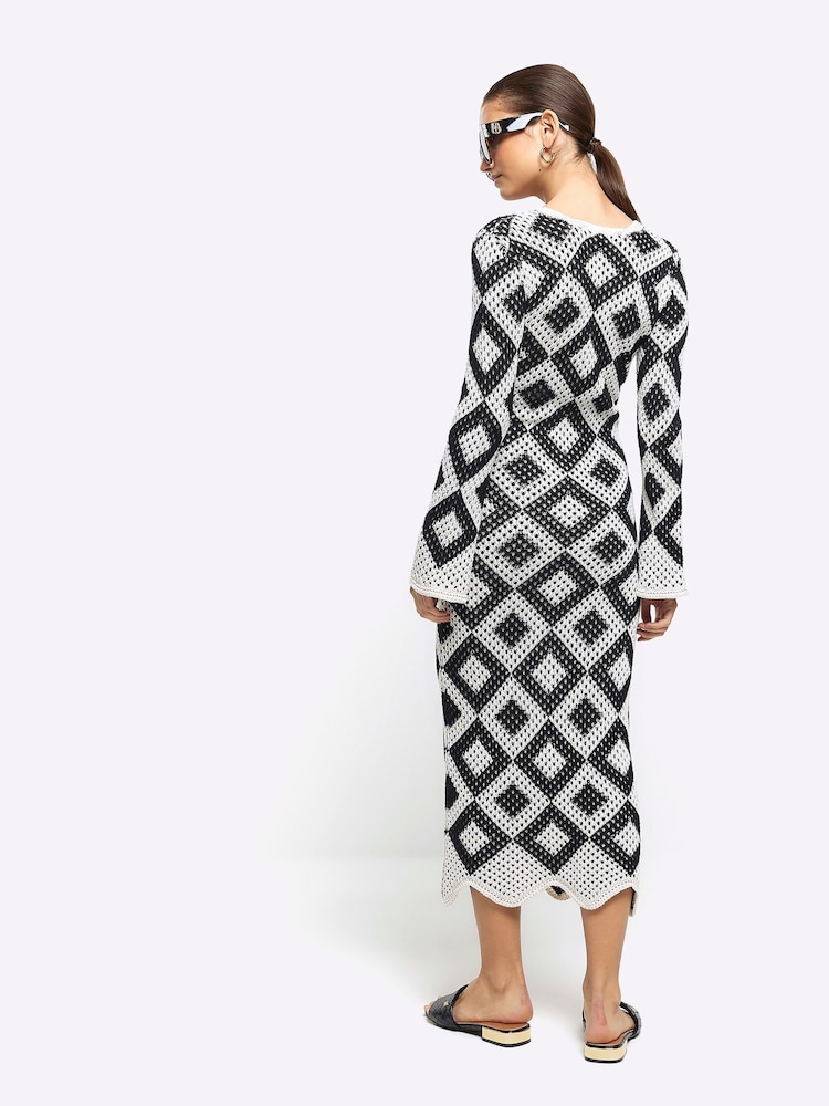 River Island Black Knitted Diamante Maxi Dress - Image 3 of 4