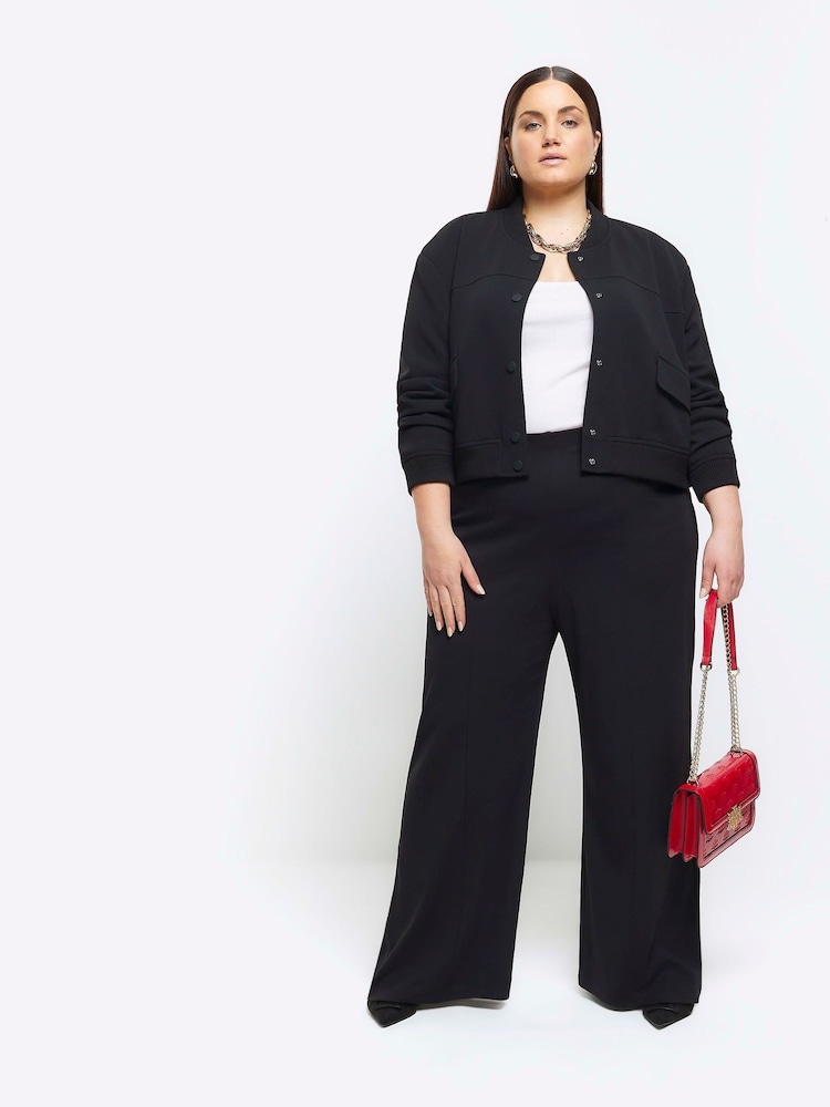 أسود فاتح - بنطلون برجل واسعة مخيط من River Island - صورة 1 من 4 أسود فاتح - بنطلون برجل واسعة مخيط من River Island - صورة 1 من 4