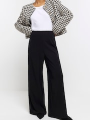 River Island Black Petite Wide Leg Stitch Detail Trousers - Image 1 of 6