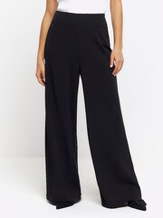 River Island Black Petite Wide Leg Stitch Detail Trousers - Image 2 of 6