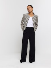 River Island Black Petite Wide Leg Stitch Detail Trousers - Image 3 of 6