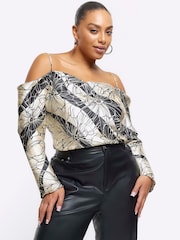 Топ с вырезом на плечах River Island Plus - Изображение 1 из 4