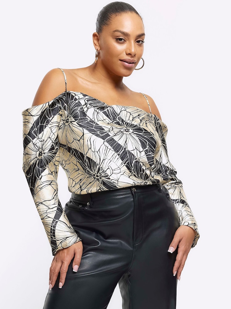 Топ с вырезом на плечах River Island Plus - Изображение 1 из 4