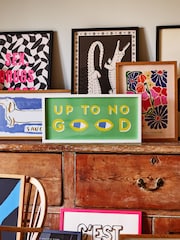 Oliver Bonas Green Up To No Good Framed Wall Art - Image 1 of 2