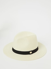 Lipsy Neutral/Black Straw Fedora Hat - Image 2 of 3