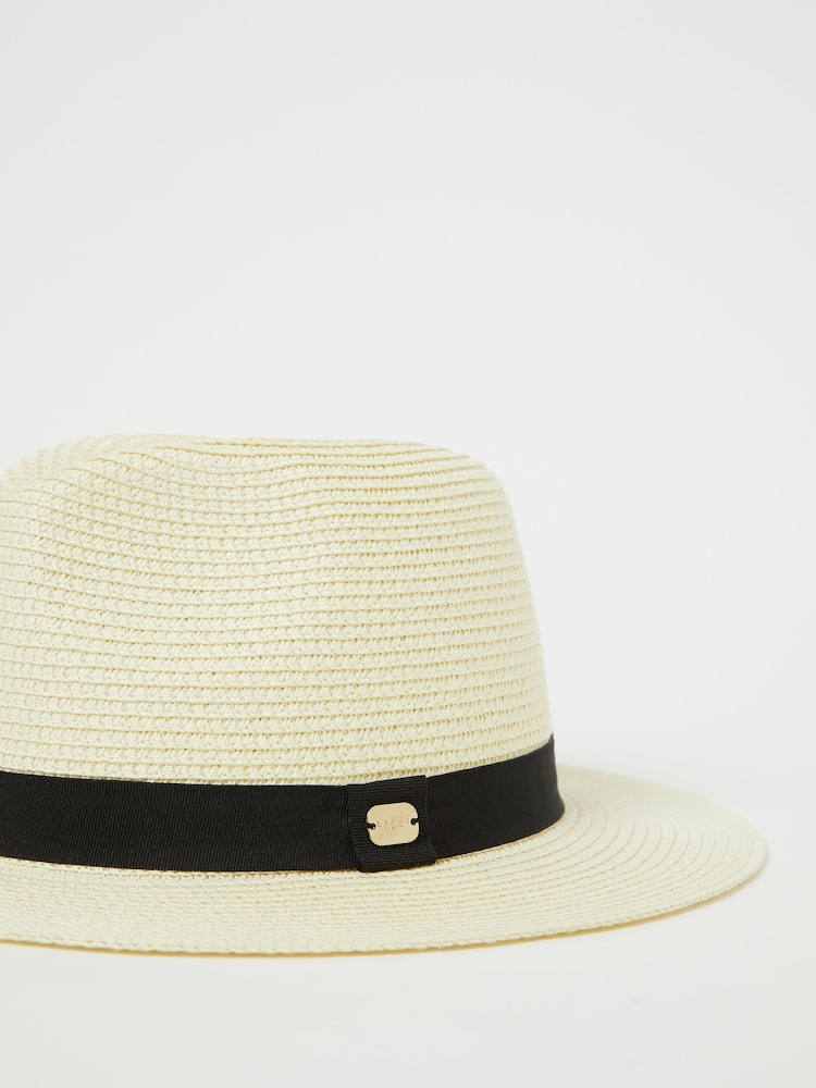 Lipsy Neutral/Black Straw Fedora Hat - Image 3 of 3
