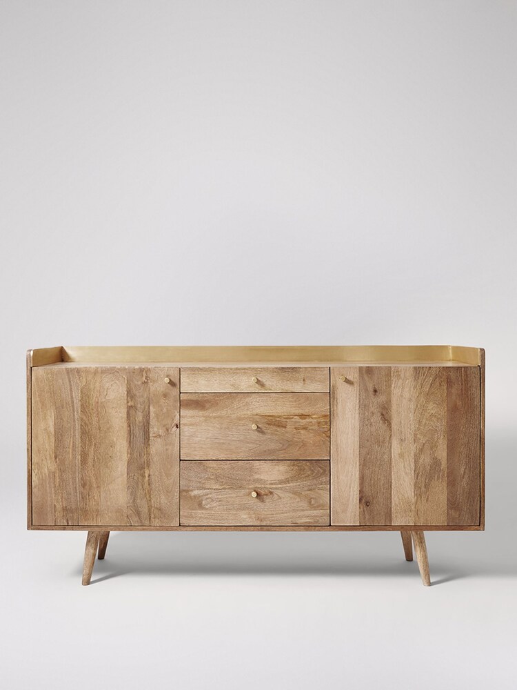 Swoon Light Brown Fresco Wooden Wide Two Door Three-Drawer Sideboard - Image 1 of 5