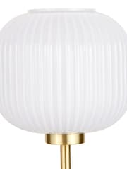 Pacific White Bella Ribbed Glass and Gold Metal Table Lamp - Image 3 of 5