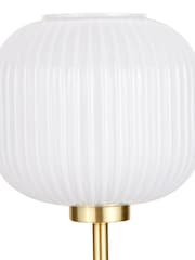 Pacific White Bella Ribbed Glass and Gold Metal Table Lamp - Image 6 of 6