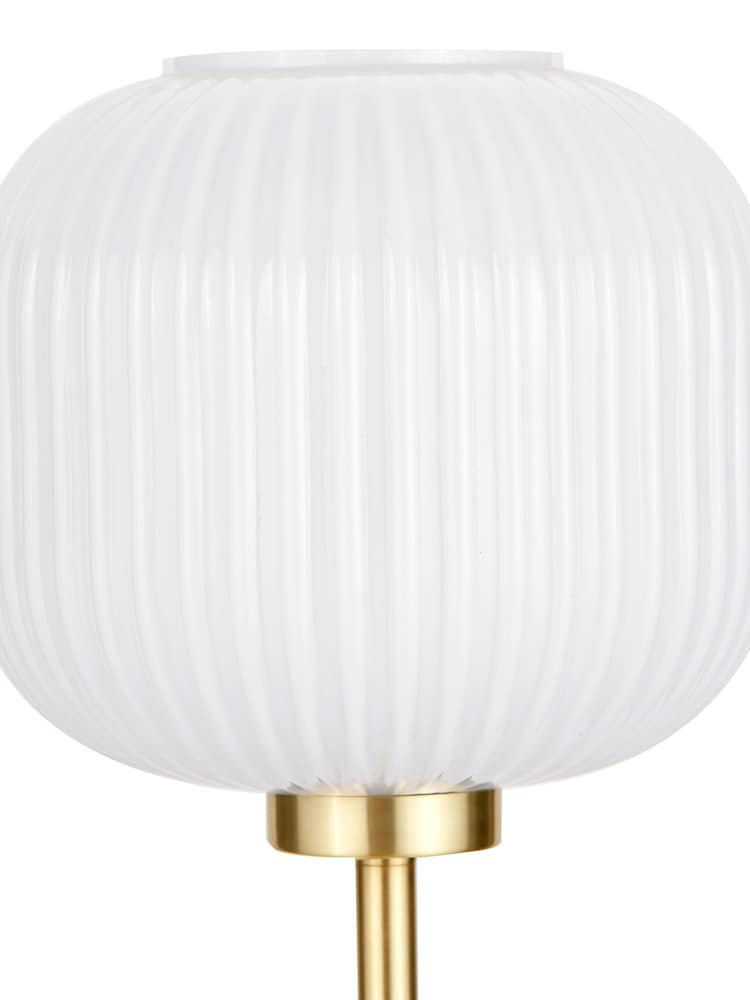 Pacific White Bella Ribbed Glass and Gold Metal Table Lamp - Image 6 of 6 Pacific White Bella Ribbed Glass and Gold Metal Table Lamp - Image 6 of 6