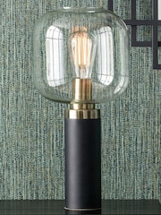 Pacific Black Florence Metal and Glass Table Lamp - Image 1 of 5