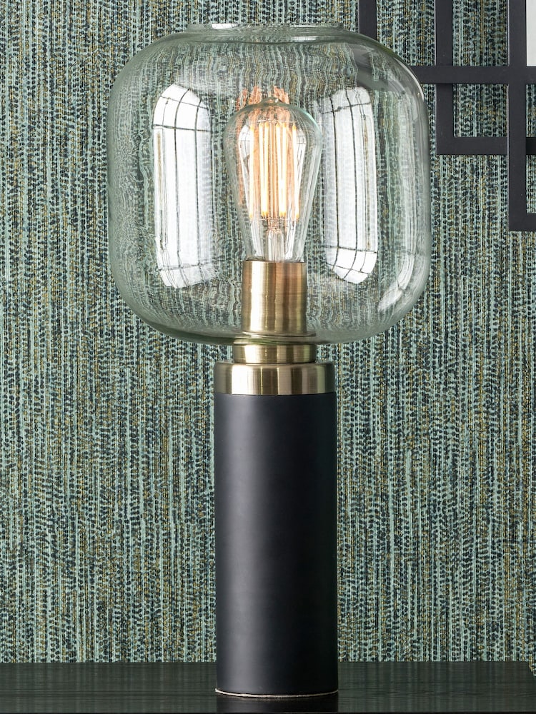 Pacific Black Florence Metal and Glass Table Lamp - Image 1 of 5