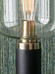Pacific Black Florence Metal and Glass Table Lamp - Image 2 of 5