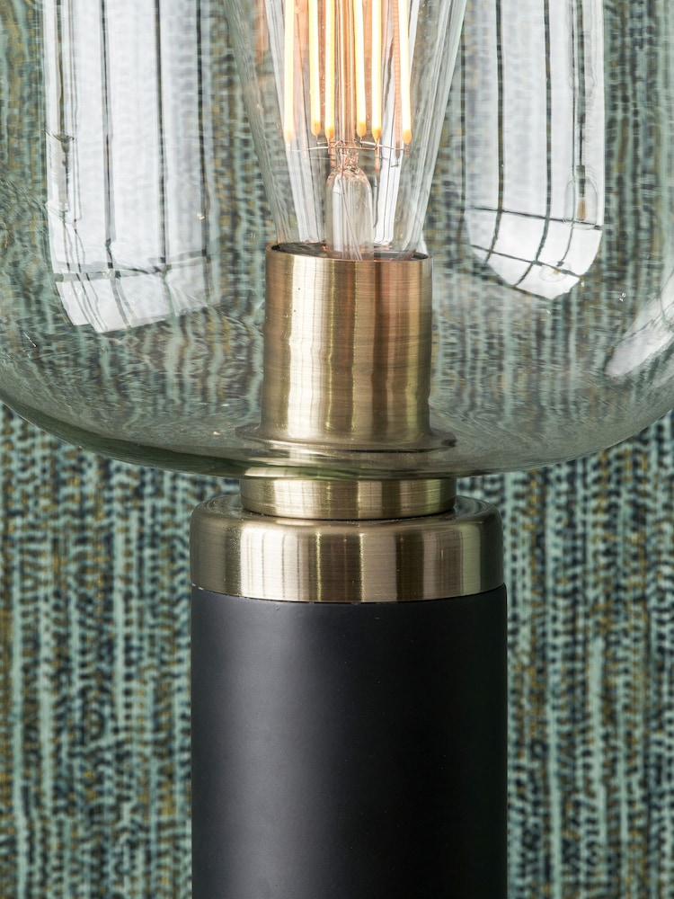 Pacific Black Florence Metal and Glass Table Lamp - Image 2 of 5
