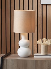 Pacific White Aaliyah Curved Bottle Ceramic Table Lamp - Image 1 of 6
