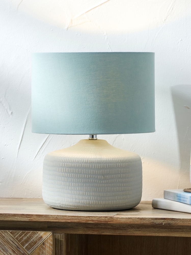Pacific Blue Kai Scratch Texture Ceramic Table Lamp - Image 1 of 6
