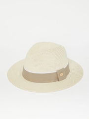 Lipsy Taupe Brown Neutral Straw Fedora Hat - Image 4 of 4