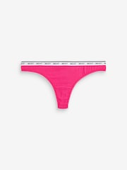 Pink/Stripe/Lime Green Thong Cotton Rich Logo Knickers 4 Pack - Image 5 of 9