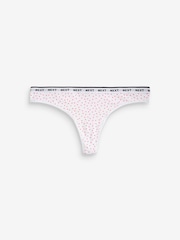 Pink/Stripe/Lime Green Thong Cotton Rich Logo Knickers 4 Pack - Image 6 of 9