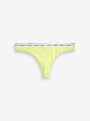 Pink/Stripe/Lime Green Thong Cotton Rich Logo Knickers 4 Pack - Image 7 of 9