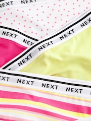 Pink/Stripe/Lime Green Thong Cotton Rich Logo Knickers 4 Pack - Image 9 of 9