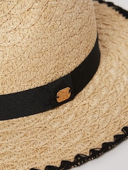 Lipsy Black Whipstitch Straw Fedora Hat - Image 2 of 4