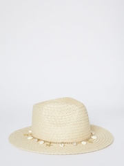 Lipsy Neutral/Shell Straw Fedora Hat - Image 3 of 4