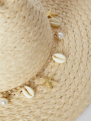 Lipsy Neutral/Shell Straw Fedora Hat - Image 4 of 4