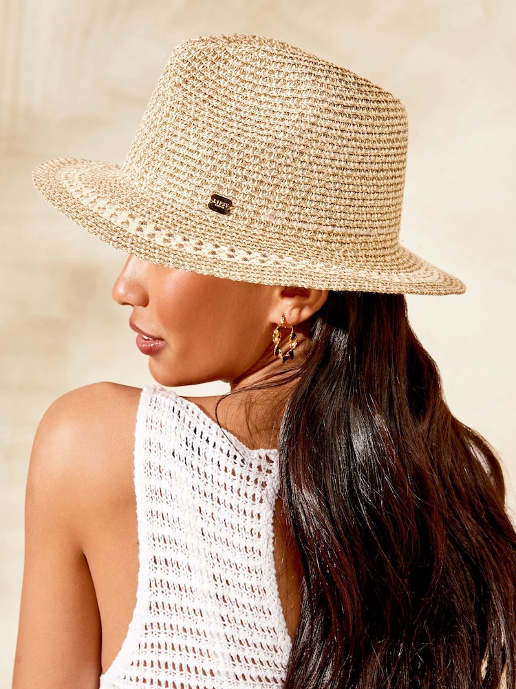 Lipsy Gold Straw Fedora Hat - Image 2 of 4