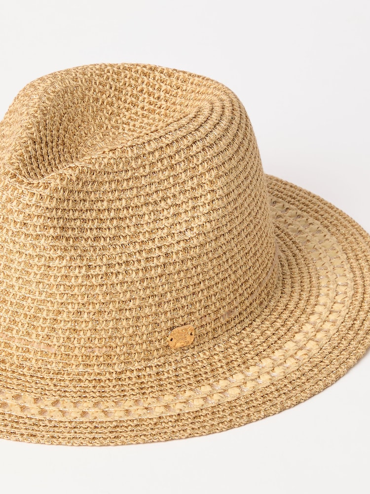 Lipsy Gold Straw Fedora Hat - Image 4 of 4