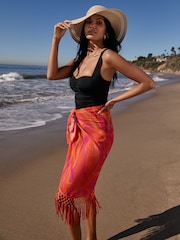 Lipsy Gold Oversized Straw Floppy Hat - Image 2 of 4