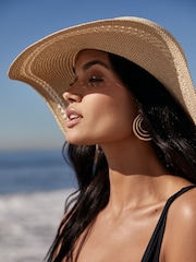Lipsy Gold Oversized Straw Floppy Hat - Image 3 of 4