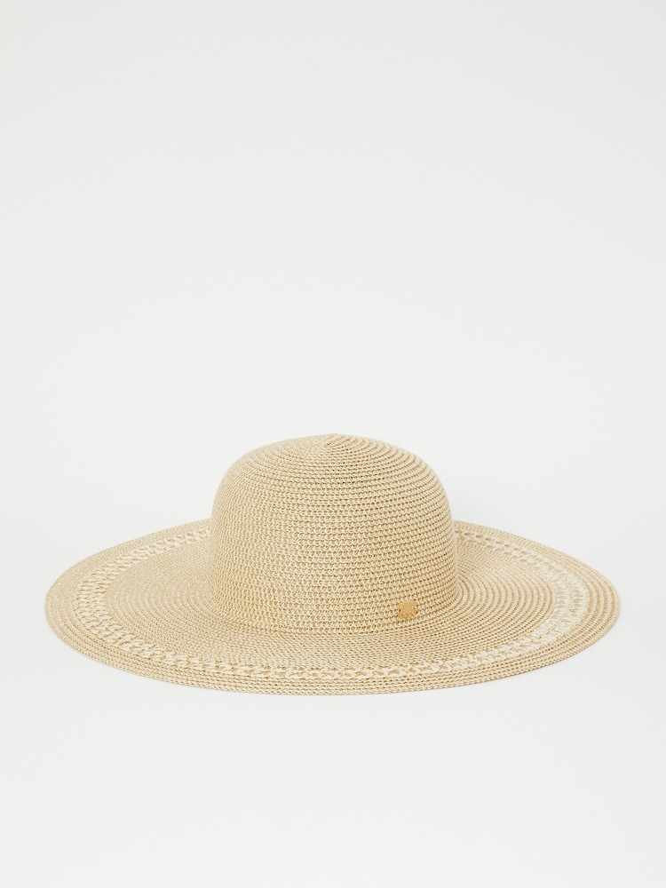 Lipsy Gold Oversized Straw Floppy Hat - Image 4 of 4