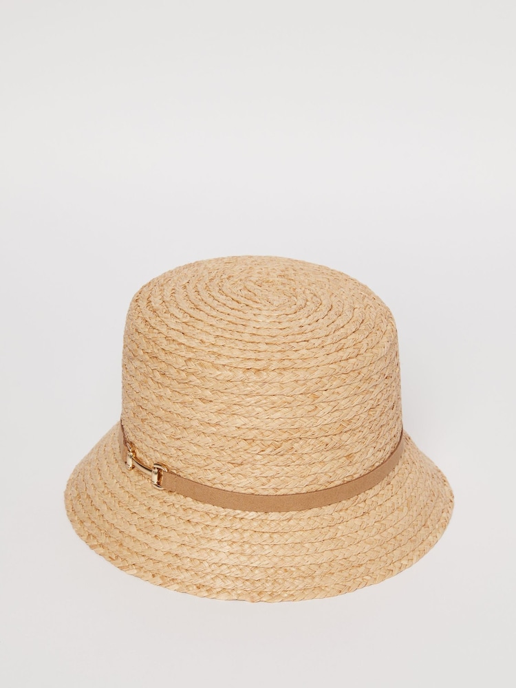 Lipsy Beige Straw Snaffle Trim Bucket Hat - Image 4 of 4