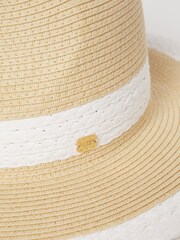 Lipsy White/Neutral Straw Fedora Hat - Image 2 of 4
