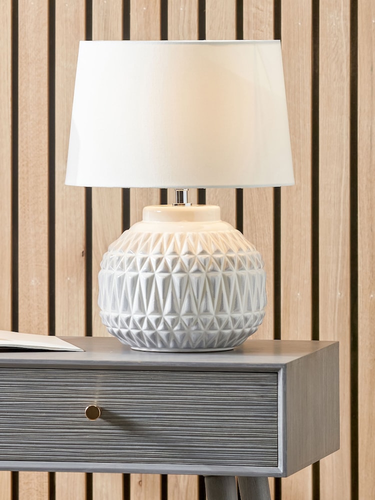 Pacific White Anneli Texture Ceramic Table Lamp - Image 1 of 1
