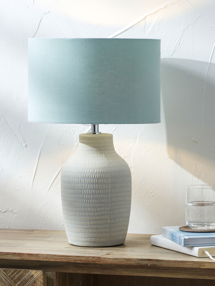 Pacific Blue Kai Scratch Texture Ceramic Table Lamp - Image 1 of 6
